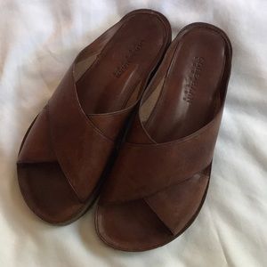 Cole Haan Brown Leather Slides Sandals